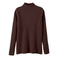 thumbnail image 5 of Women's Ribbed Knit Turtleneck Sweater 2025, Fall Winter Slim Fit Long Sleeve Pullover Top, Stretchy Comfortable Basic Layering Piece for Daily Wear, Office, Dating and Vacation Outfits Brown L, 5 of 5
