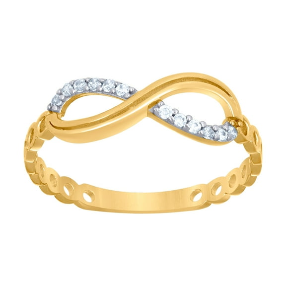 10k Two-tone Gold Womens Cubic Zirconia Love Symbol Infinity Ring 5.4mm Long Statement Ring for Women