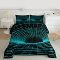 thumbnail image 2 of Feelyou Futuristic Geometric Teens Bedding Comforter Set, Black Cyan Square Spiral Twin Comforter Sets, Rectangle Abstract Reversible Bedding Set, Super Cozy Room Decor, 2-Piece, 2 of 8