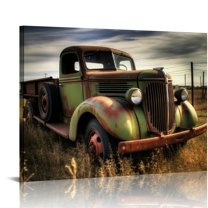 COMIO  Rusty Car Old Truck Poster Picture Print Canvas Wall Art Bedroom Office Room Living Room Decor Gift