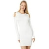 bebe Sweater Party Dress - Cold-Shoulder Crystal Sweaterdress Ivory LG