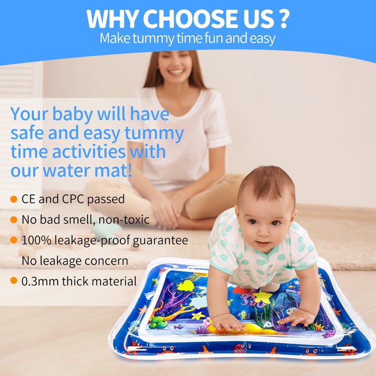 BUSATIA Inflatable Tummy Time Water Mat, Sea Animals photo 3