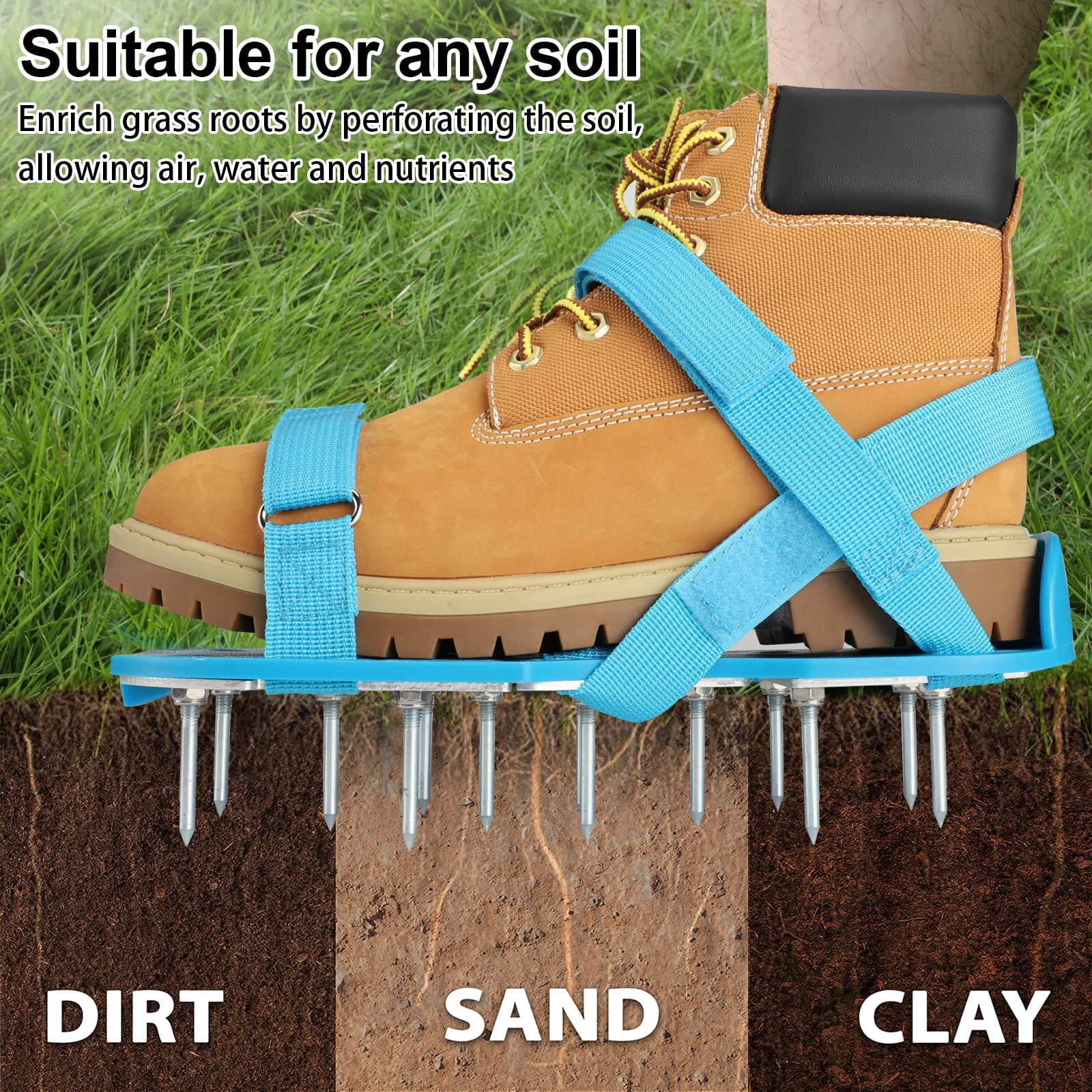 Lawn Aerator Shoes - Fully Assembled Soil Aeration Shoe Pair Yard Tool For Aerating Patio Garden Grass