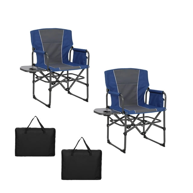Yiwa Chaise de Pelouse Portable, Chaise de Camping Pliable avec Table d'Appoint, Pochette de Rangement et Porte-Boissons pour Usage Extérieur