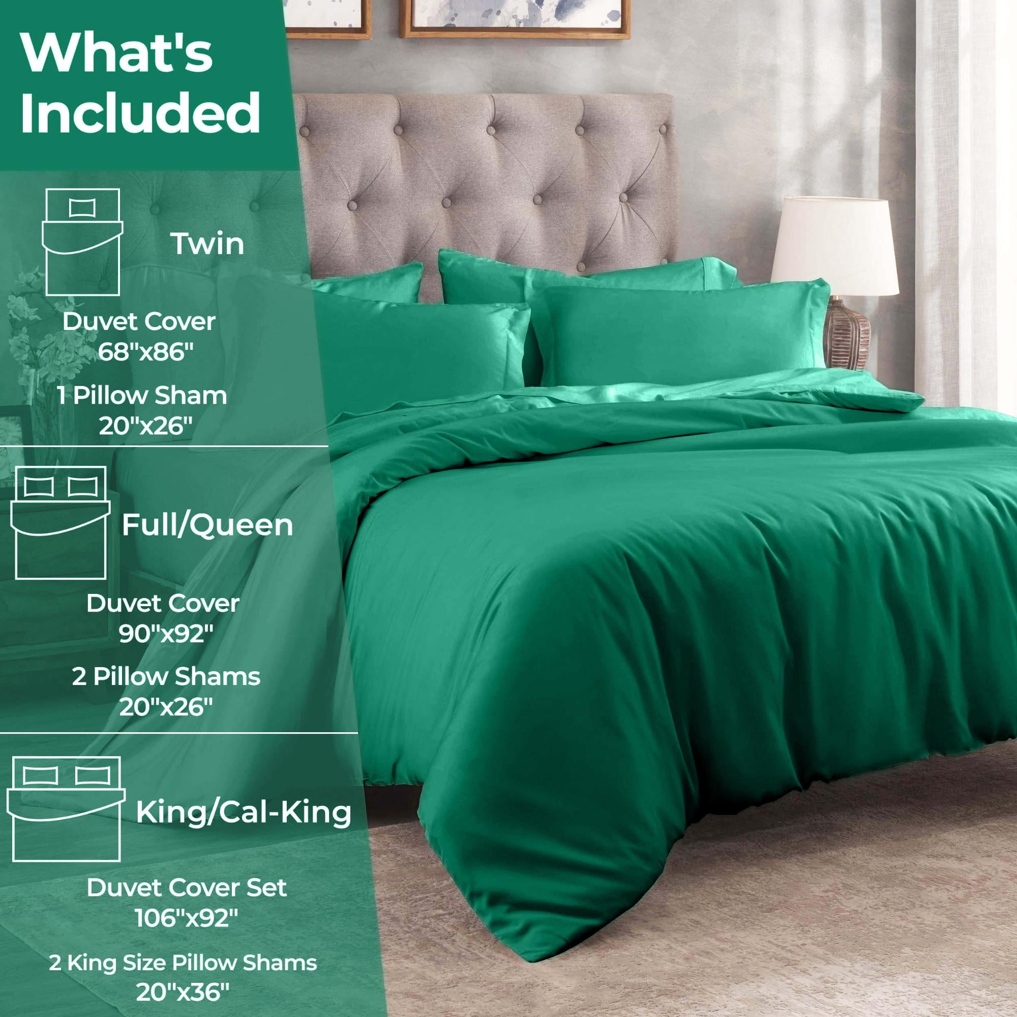 Superior Egyptian Cotton 400 Thread Count Duvet Cover Set, Full/Queen, Green