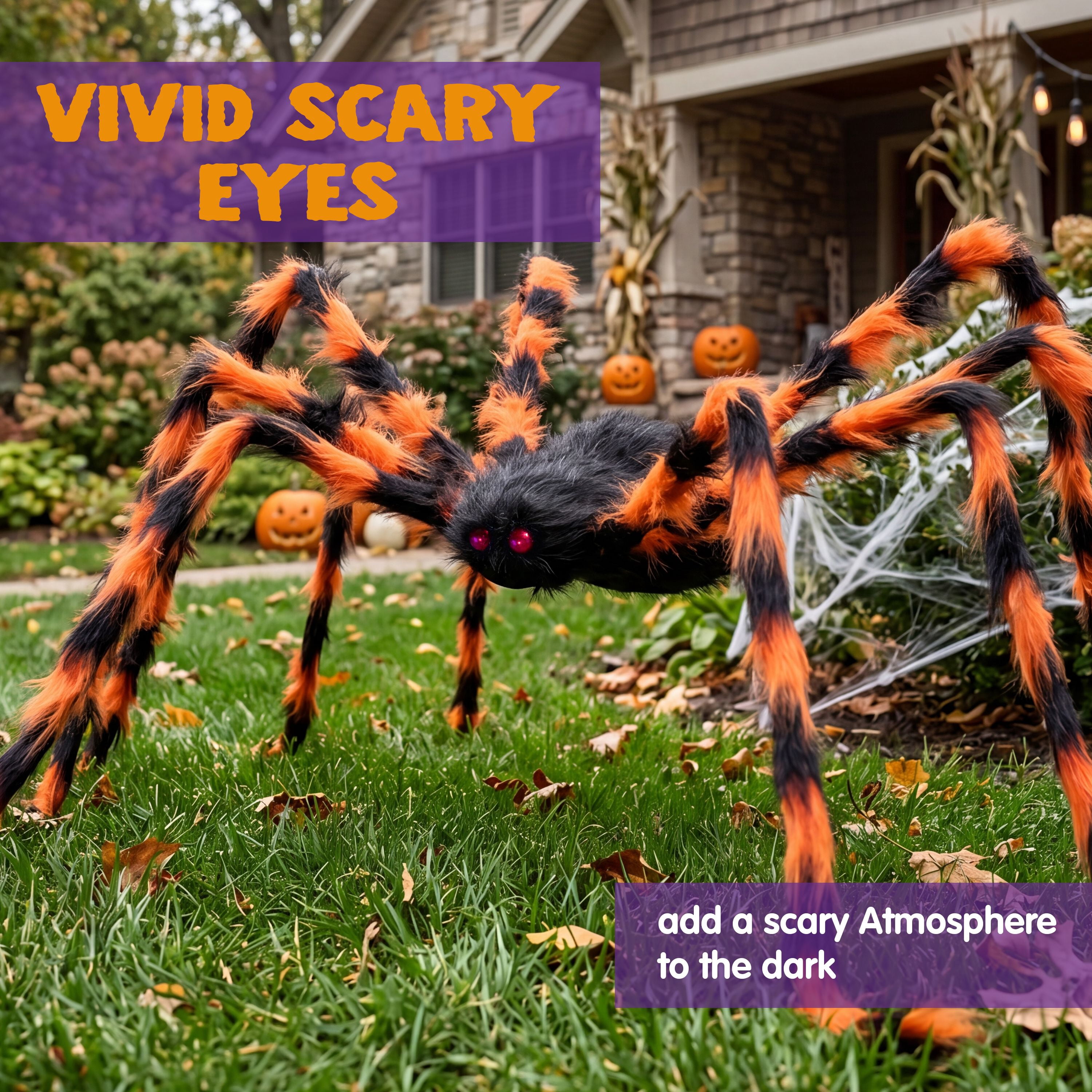 Aiduy Giant Scary Fake Spider – Outdoor Halloween Decoration, 1 Large Pack, Creepy & Realistic