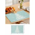thumbnail image 4 of Placemats Set of 4, Teal Green Christmas Tree Woven Placemat, Linen Place Mats for Kitchen/Dining Tables, Balls Snowflake Xmas Tree Washable Table Mats for Party, 4 of 8