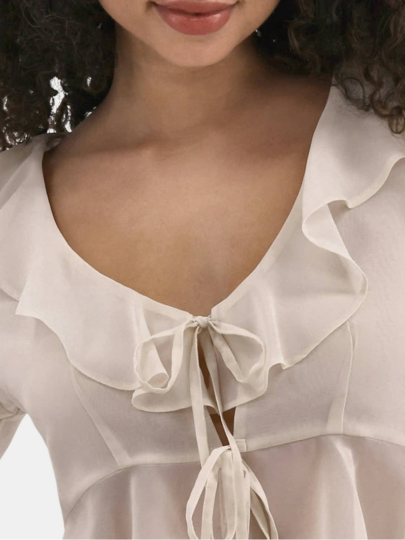 トップス border waffle undulate frill tops No Boundaries Ruffle Woven Top, Women's - Walmart.com