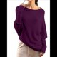 thumbnail image 2 of Suéteres de Otoño para Mujer 2025, Informales, de Larga de Murciélago, Holgados, con Hombros Descubiertos, de Punto, Tops Tipo Jersey Púrpura un Tamaño, 2 of 9