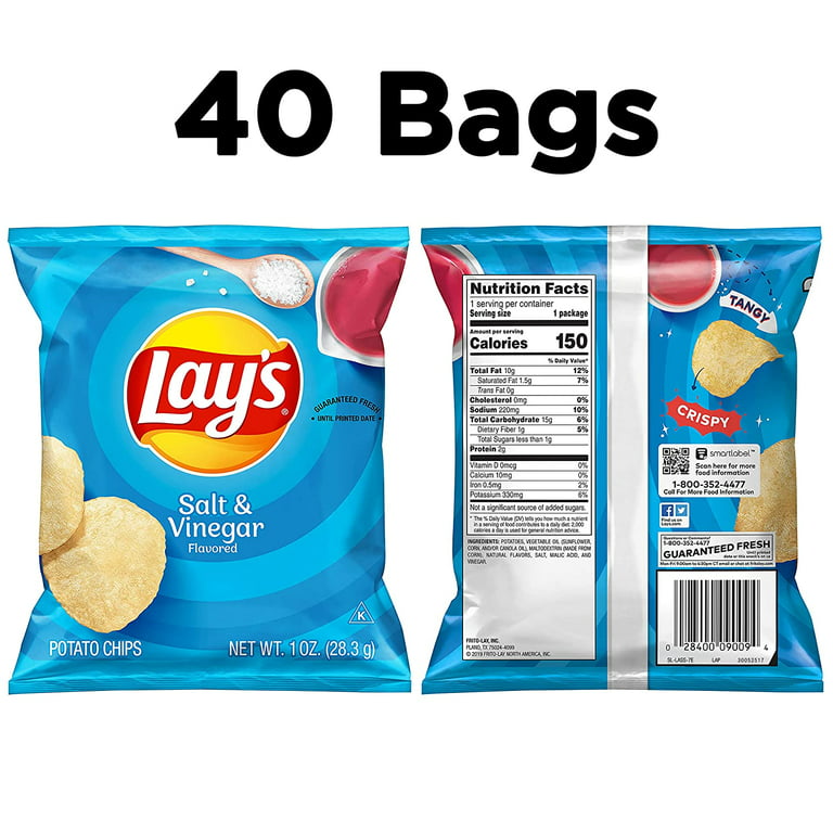 Lay's Salt & Vinegar Potato Chips, 7.75 oz Bag