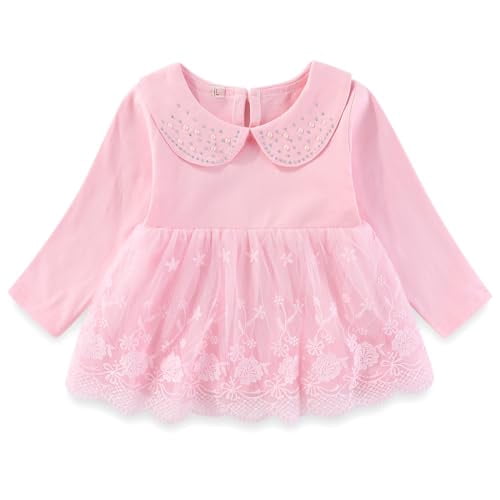 Peacolate 6M-4Years Spring Autumn Baby Girls Sets Denim 3 Pcs Clothes Long Sleeve T-Shirt Denim Jacket and Jeans,Pink Lace,3-4years