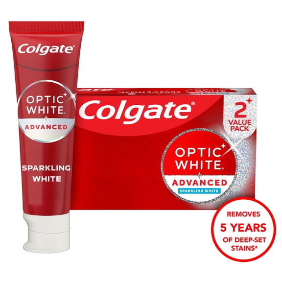 Colgate Optic White Advanced Sparkling White Toothpaste, Mint, 2 Pack, 4.5 OZ