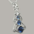 thumbnail image 3 of LBG 10k White Gold Genuine Natural Sapphire & Cubic Zirconia Womens Bohemian Pendant & Chain Necklace - Chain length 22, 3 of 5