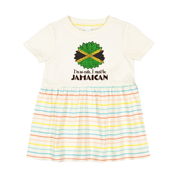 Inktastic I'm So Cute, I Must Be Jamaican Jamaica Flag Sunflower Girls Baby Dress