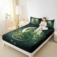 thumbnail image 5 of Feelyou Magic Green Dragon Twin Sheet Sets for Boys, Mystic Western Animal Twin Fitted Sheet, Jungle Flower Floral Flat Sheet, Luxury Bedroom Decor, 3 Pieces, 5 of 8