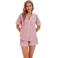 thumbnail image 3 of GEX 100% Cotton Pajamas for Women 2 Piece PJ Set Button-Down Short Sleeve Soft Knit Summer Sleepwear Loungewear Ash Pink S, 3 of 6