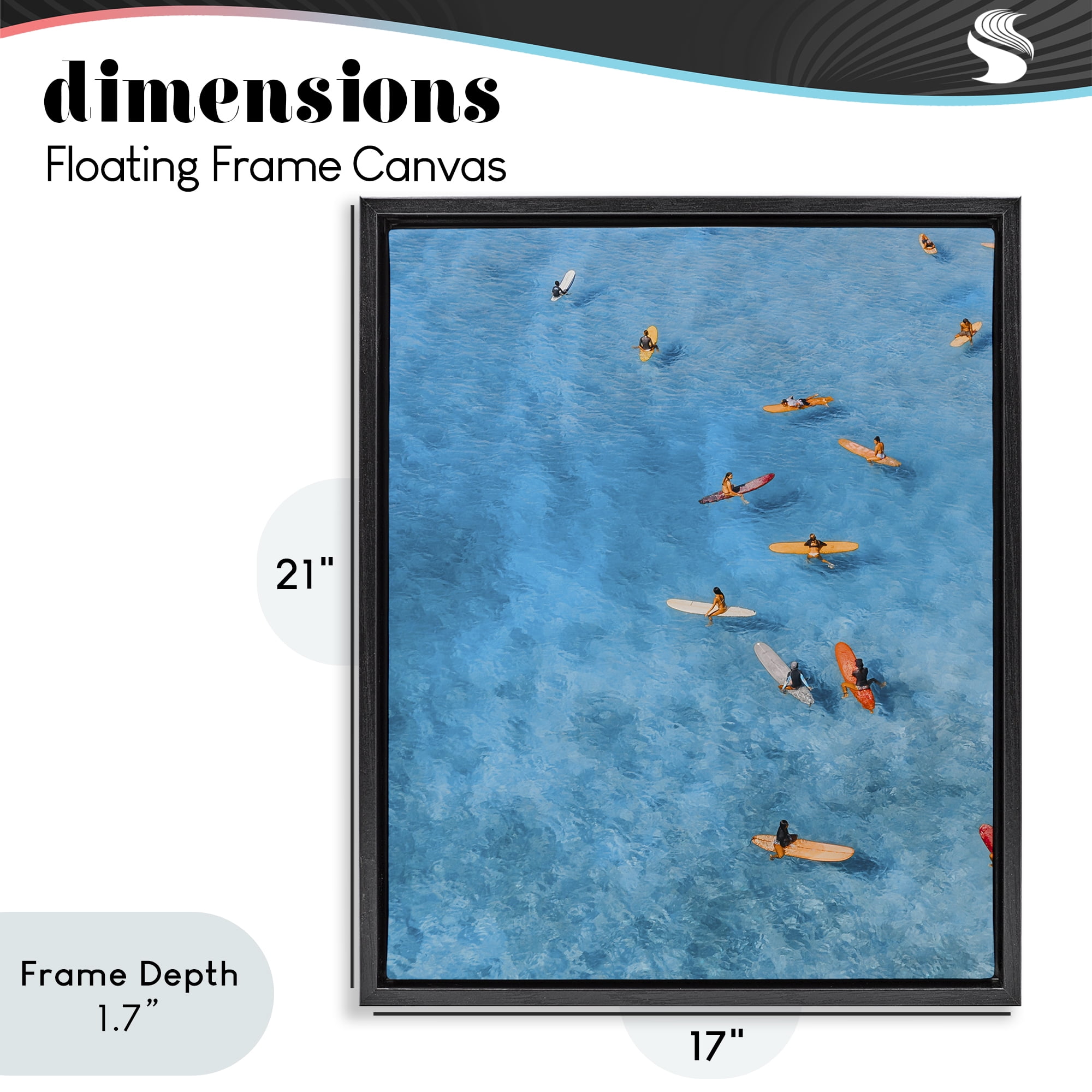 Stupell Industries Leisurely Surfers on Sea Black Framed Floater Canvas Wall Art, design by Jesse Keith