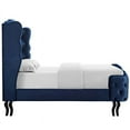 thumbnail image 4 of Hawthorne Collections Tufted Wingback Velvet Queen Platform Bed in Navy, 4 of 5