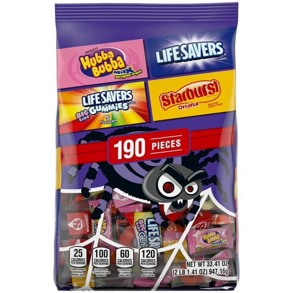 Starburst, Life Savers & Hubba Bubba Halloween Candy Variety Pack, 190 Pieces Bulk Bag