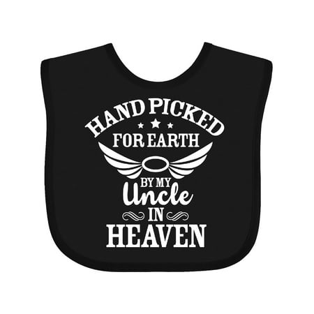 

Inktastic Handpicked for Earth by My Uncle in Heaven with Angel Wings Gift Baby Boy or Baby Girl Bib