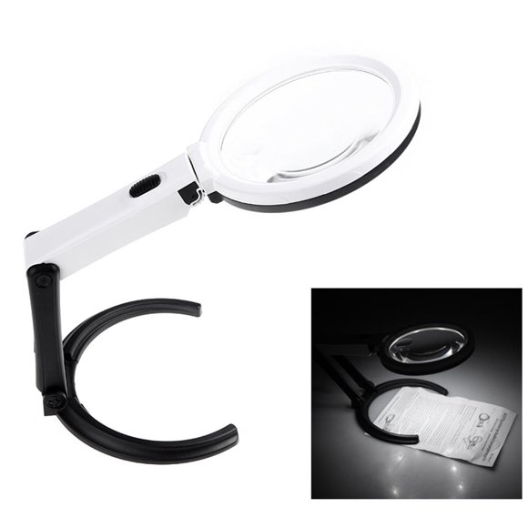 Portable 10 LED Light Magnifier Magnifying Glass with Light Lens Table Lamp Handheld Foldable Loupe