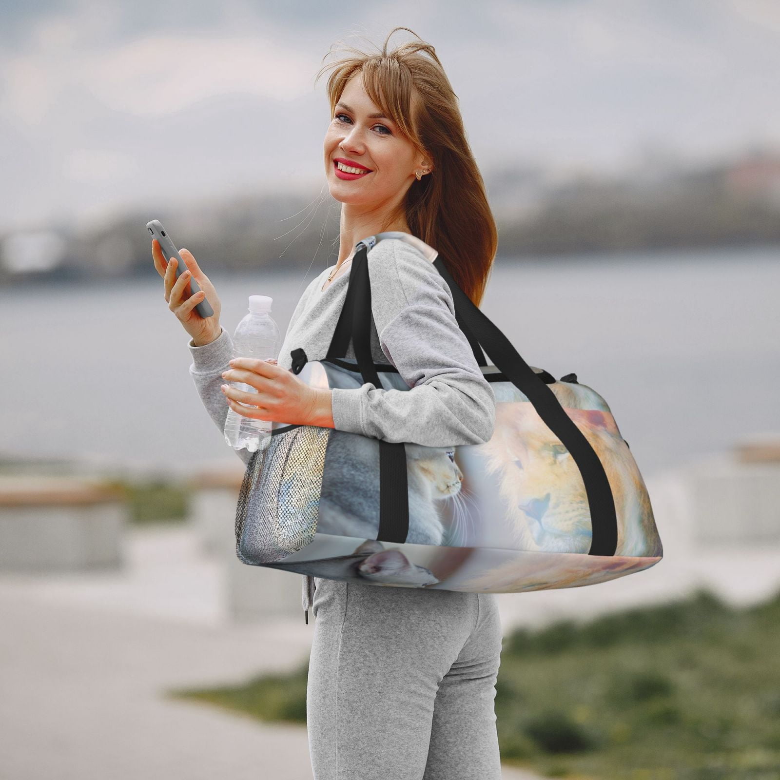 Fuzoiu The Cat Looks in the Mirror Print Travel Duffle Bag,Carry On Tote Bags,Duffel Bag,Sport Gym Bag, Hospital Bag for Labor and Delivery, Overnight Bag,Luggage Bag