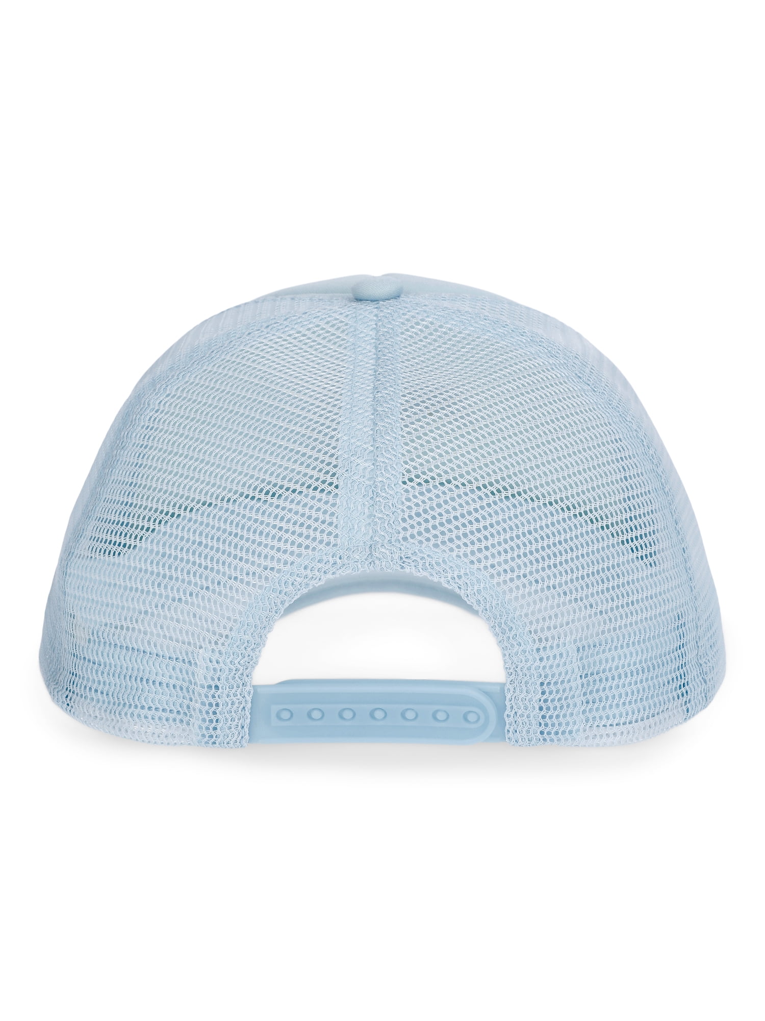 No Boundaries Embroidered Graphic Trucker Hat, Women's, Blue