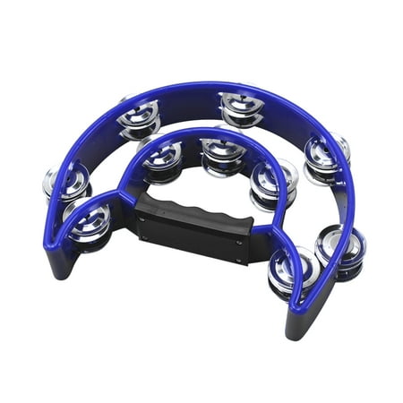 Eccomum Double Row Handheld Tambourine Metal Jingles Hand Held Musical Percussion Drum Half Moon Hand Bell for Adults KTV Party Bar