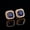Blue, variant on CZ Stud Earrings 2ct princess cut Cubic Zirconia 18K yellow gold plated halo square men women gift (Emerald-green)