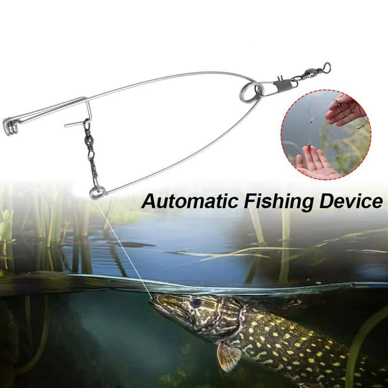 Lomubue Automatic Fish Hook Labor-Saving Strong Strength Simple Operation  Spring Fishhook Bait Catch Net Catapult for Lake 