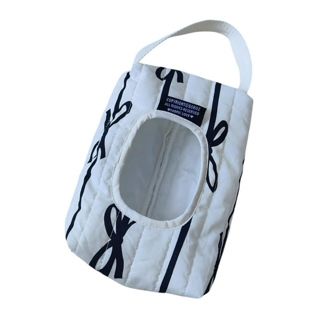 Dispensador de toallitas húmedas para bebé con diseño de lazo, portátil, extraíble y con tapa abatible. Blanco
