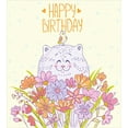 thumbnail image 3 of Ambesonne Birthday Duvet Cover Set, Happy Cat Bird Flowers, King, Pale Yellow Lilac Orange, 3 of 3