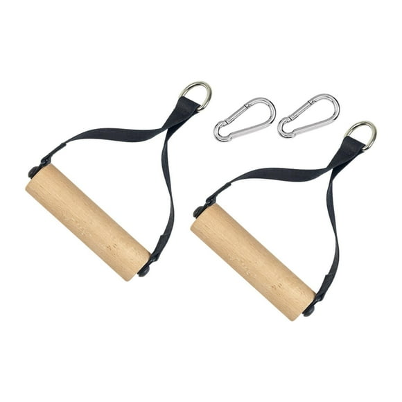 Colaxi Heavy Duty Exercise Handle Working Out Handle with Carabiner Fitness Equipment Wooden Grip for Bodybuilding Pull Down Pilates