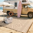 thumbnail image 3 of Lahome Lightweight & Waterproof Outdoor Rug 8x10 - Large Reversible Plastic Straw Mat for RV, Beach, Picnic, Camping, Backyard, Balcony, Beige & Brown, 3 of 9