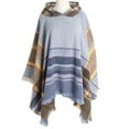 thumbnail image 5 of Women's Plaid Hooded Cape Shawl Blanket Poncho Hoodie Cape Shawl with Tassels - Gray, 5 of 5