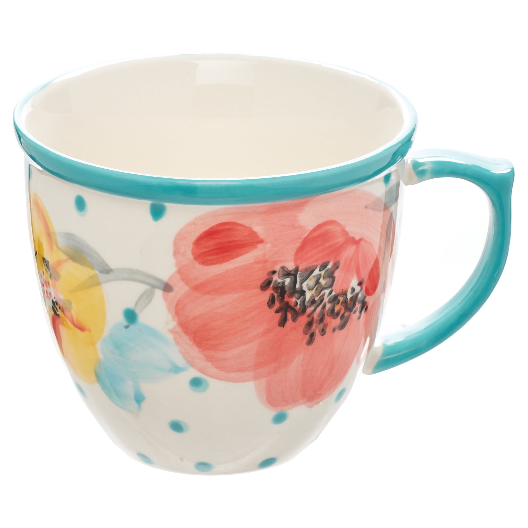 The Pioneer Woman Vintage Bloom 4-Piece 16-Ounce Coffee Cup Set, White