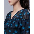 thumbnail image 5 of Moomaya Printed V-Neck Tops For Women, Ruffle Full Sleeve Sheer Summer Tunic Top, 5 of 9