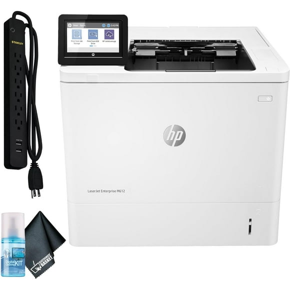 HP LaserJet Enterprise M612dn Printer (7PS86A#BGJ) + Surge Protector + Cleaning Kit
