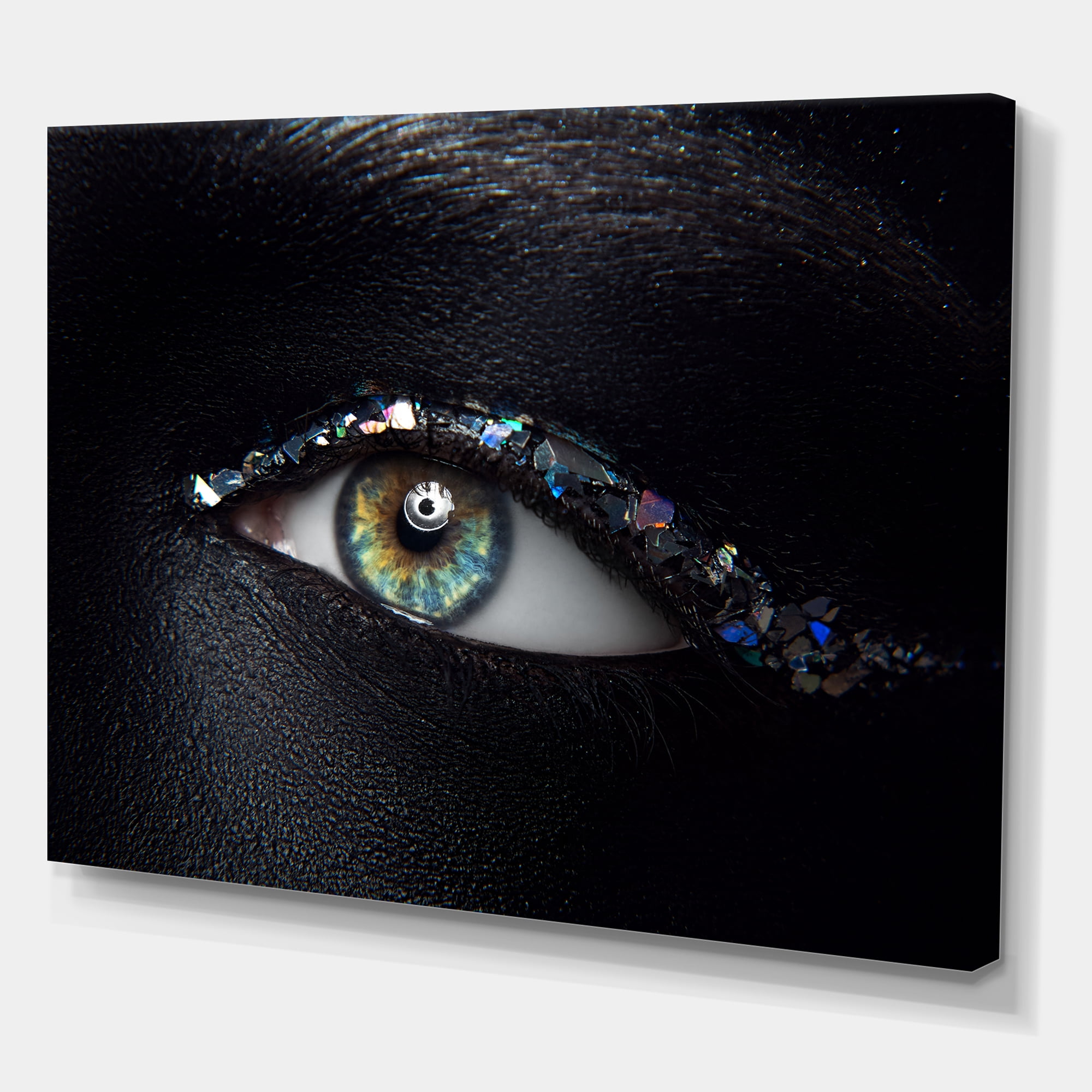 Designart ' Girl Eyes With Multi-Colored Glass Sparkles ' Modern Canvas Wall Art Print