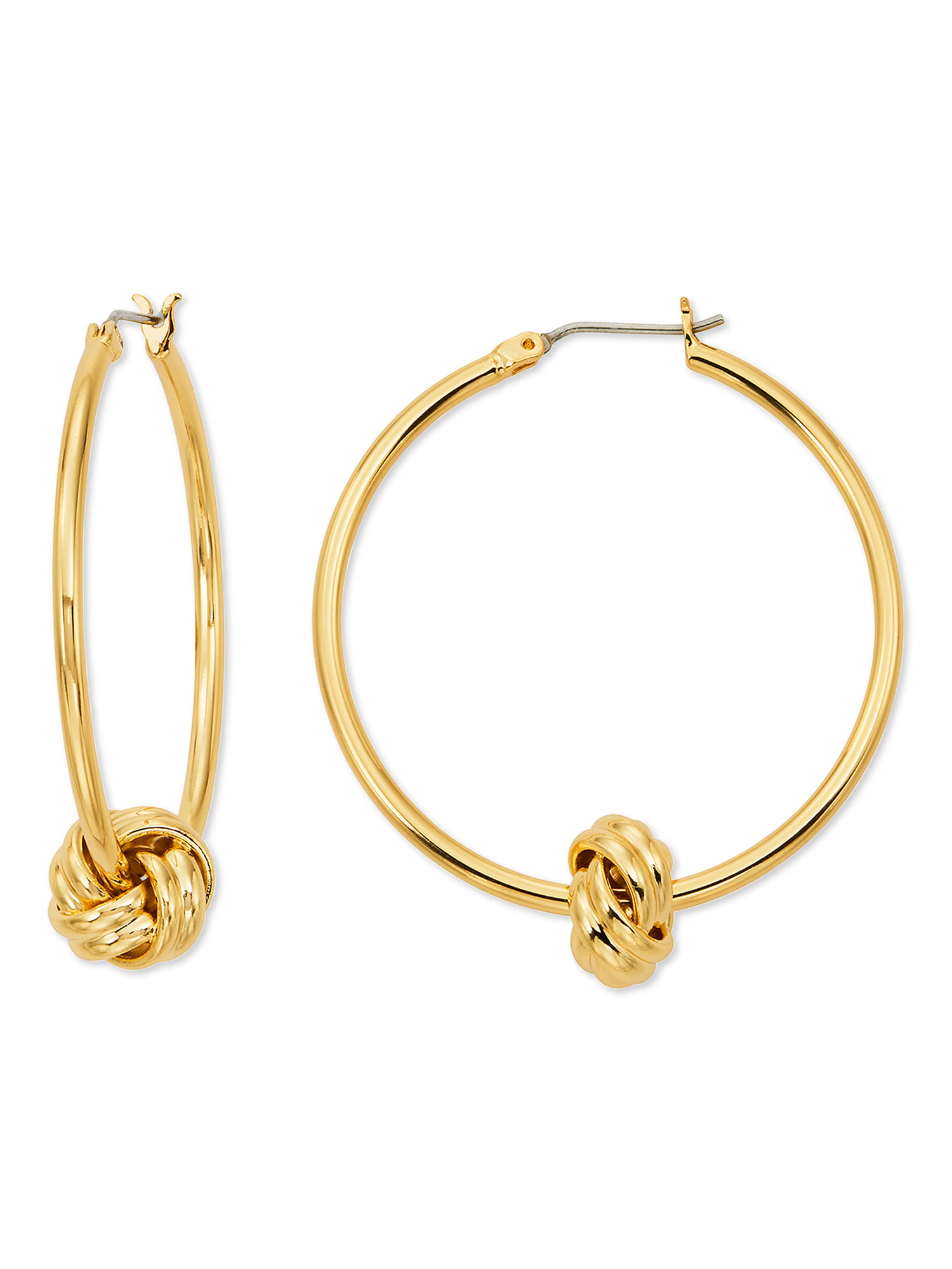 Minimalist Earrings Gift for her Unique Design Large Hoops Knotted Gold Plated Hoops Statement Earrings