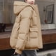 thumbnail image 3 of Parkas de manga larga para mujer, abrigo informal, cómodo, de manga larga, con cremallera y cordón, con capucha y bolsillo, con cordón, 3 of 4