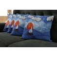 thumbnail image 2 of Ambesonne Nautical Throw Pillow Cover 4 Pack, Ship on Misty Waters, 20", Blue Orange White, 2 of 6