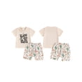 thumbnail image 2 of vera natura Toddler Boys Summer Outfits Letter Print Short Sleeve T-Shirts Tops Western Elements Print Shorts 2Pcs Clothes Set, 2 of 9