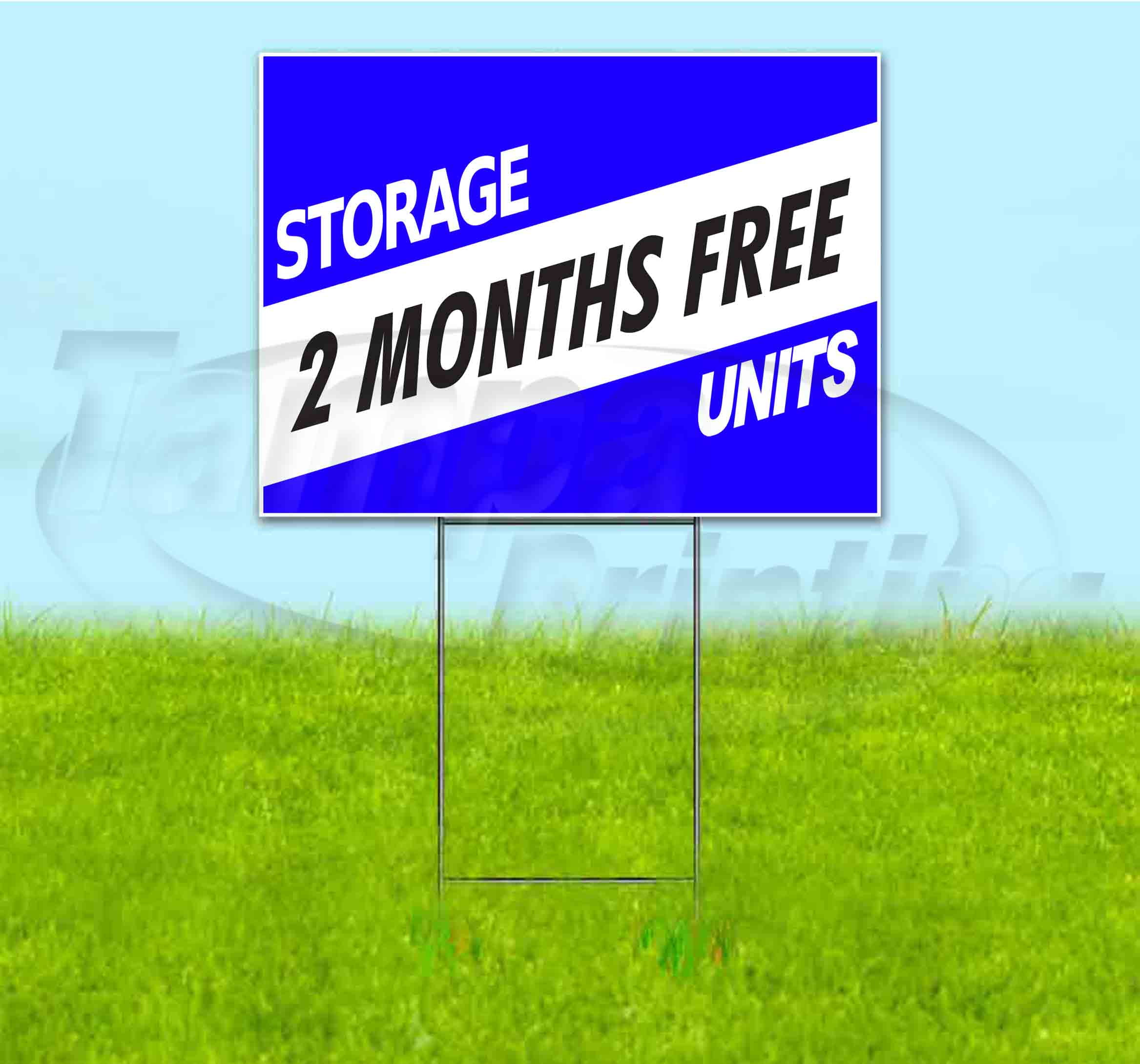 Storage Units 2 Months Free (18" x 24") Yard Sign, Includes Metal Step