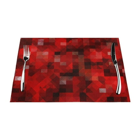 

PUREYAH Table Placemats Set of 4 PCS Washable Heat Resistant Red Abstract Texture Table Decorations Placemats for Dining Room Kitchen