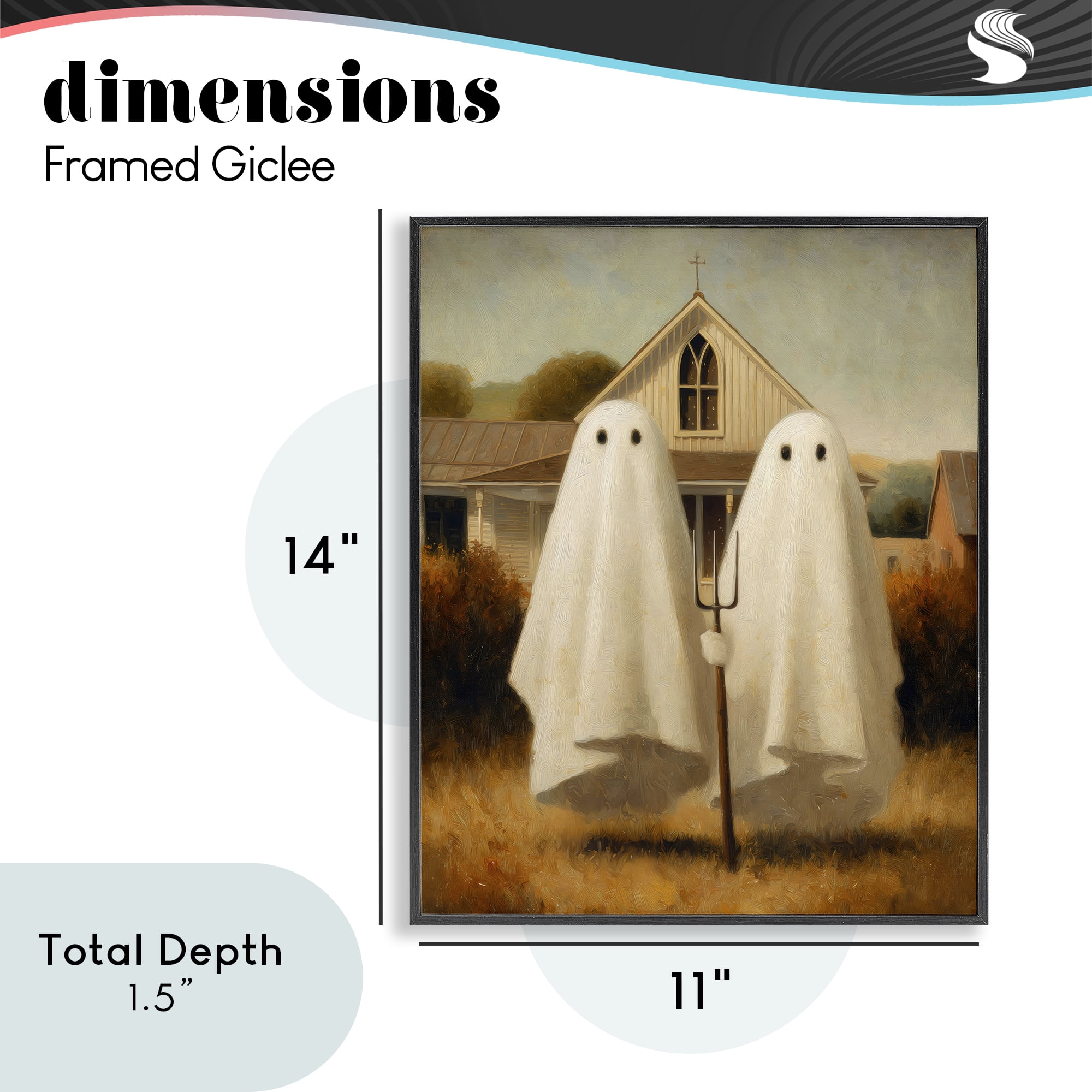 American Gothic Ghosts Black Framed Giclee Art, design by Arlington Prints