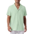 thumbnail image 5 of INSPIRE CHIC Men's Linen Shirts Camp Collar Short Sleeve Button Down Summer Beach Shirts 2XL Green, 5 of 6