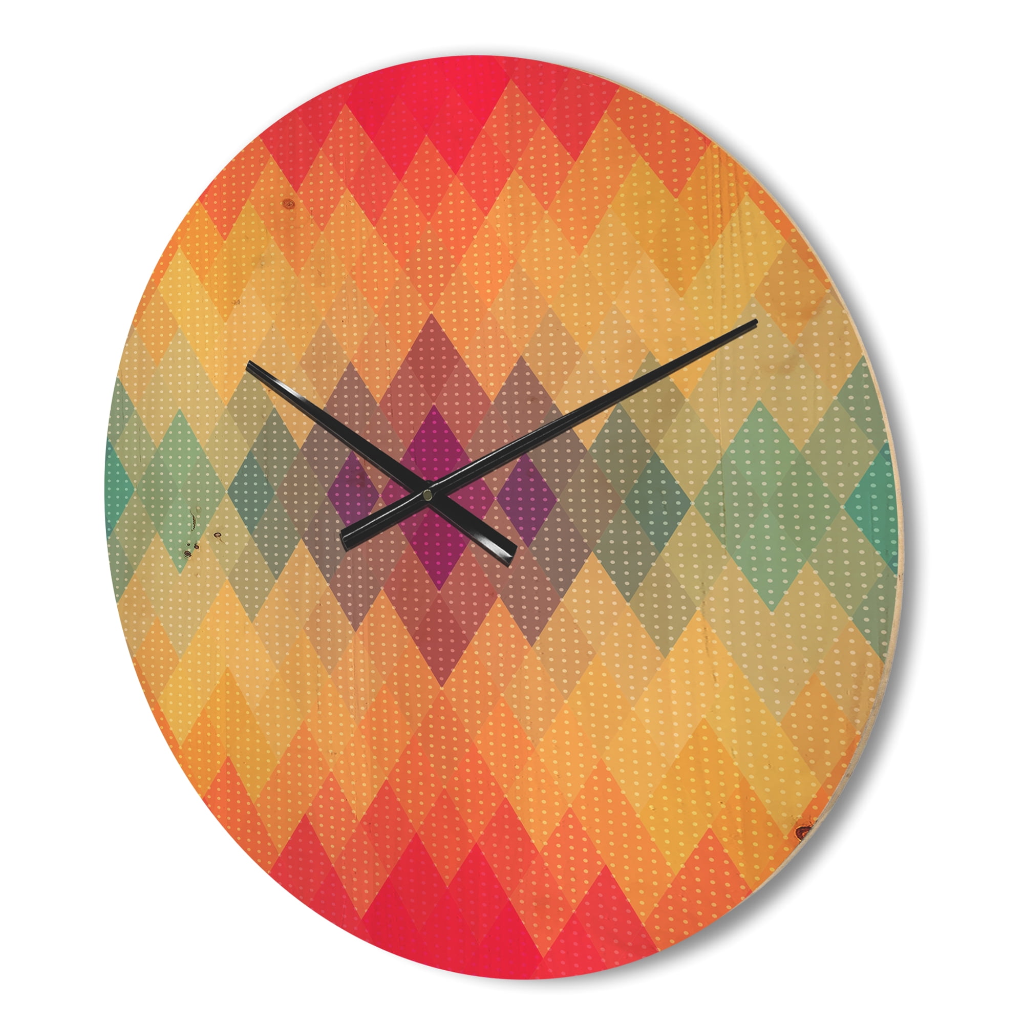 Designart 'Colorful Geometric Diamond Pattern ' Modern Wood Wall Clock