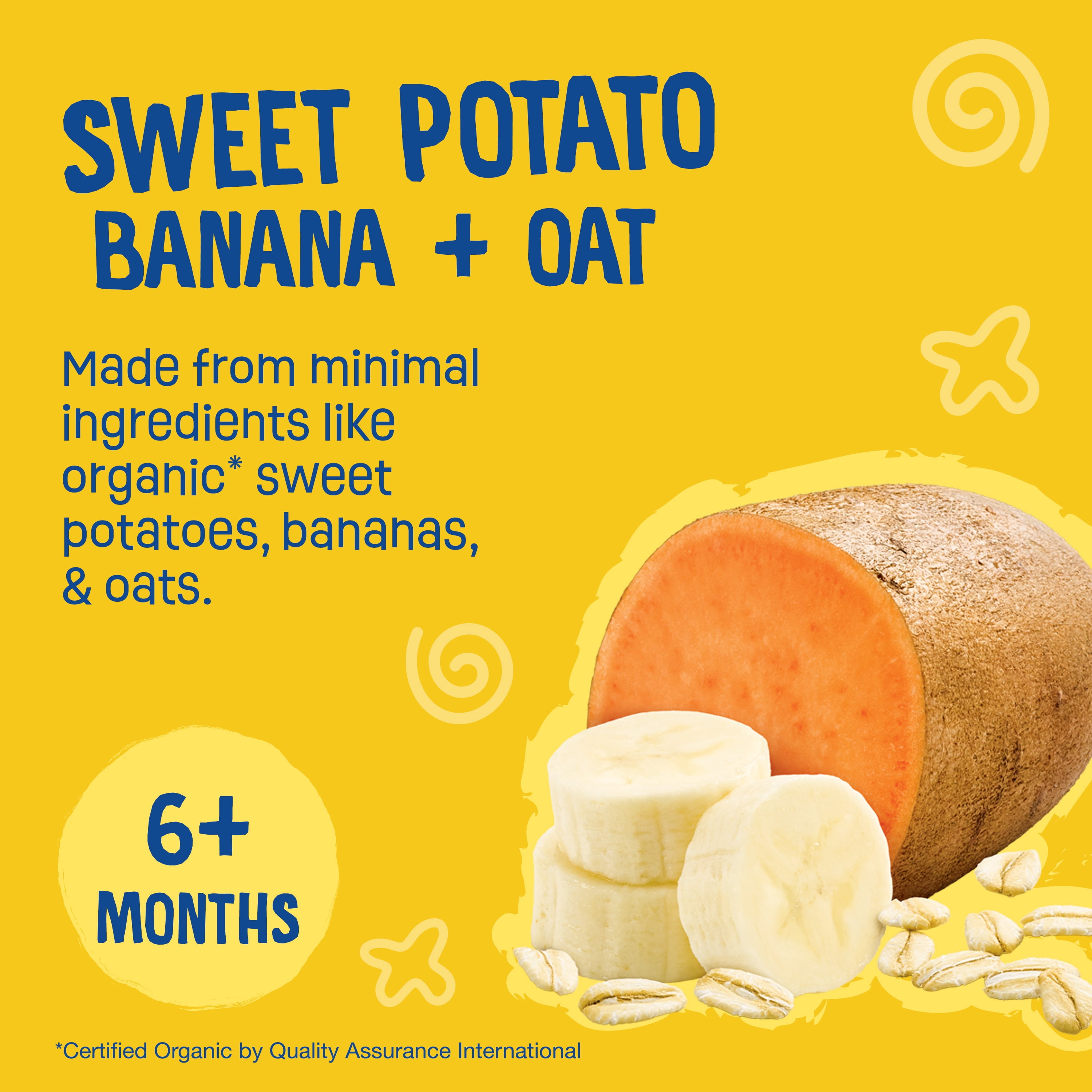 Earth's Best Organic Stage 2 Baby Food, Sweet Potato Banana Oat Fruit & Veggie Puree, 3.5 oz Pouch