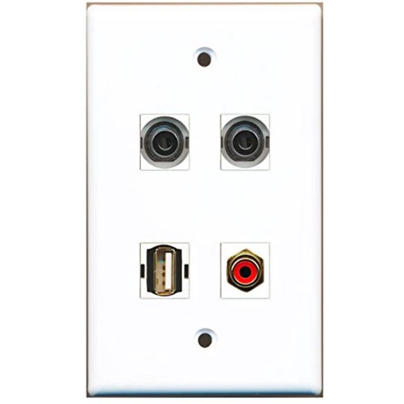 RiteAV - 1 Port RCA Red 1 Port USB A-A 2 Port 3.5mm Wall Plate